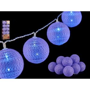 Lichtsnoeren 10 led balletjes - 2x st - lila paars - 150 cm - kunststof