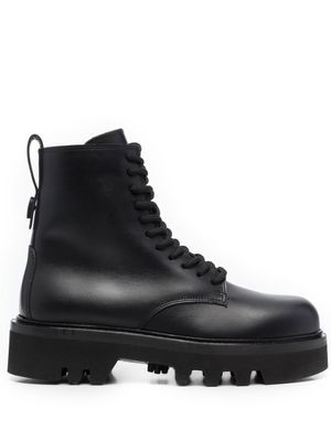 Furla bottes en cuir à lacets - Noir