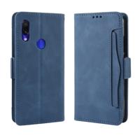Portemonnee stijl huid voelen kalf patroon lederen draagtas voor Xiaomi Redmi 7 met aparte kaartsleuf (blauw)