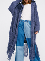 Ethnic Plain Yarn/Wool Yarn Cardigan