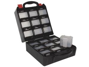 Plastic tool box met 18 plastic doosjes voor riembevestiging - Velleman