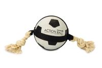 Beeztees action voetbal met touw - hondenspeelgoed - 12,5 cm
