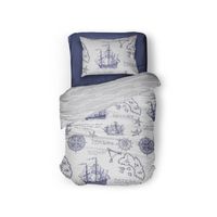 LINNICK Kinder Dekbedovertrek 100% katoen Sailor - navy/white 140x200cm