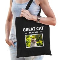 Katoenen tasje Katten zwart - great cat moments Katten cadeau tas