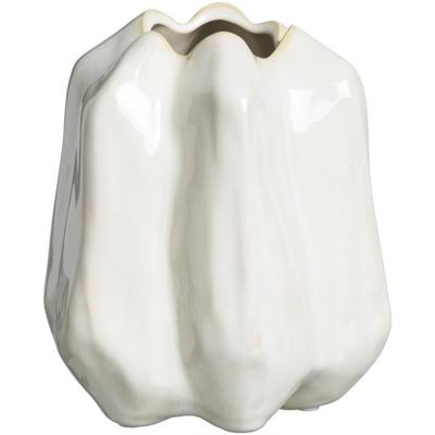 Leen Bakker - Vaas Fleurie - Off-white - 16,5x14,5x16,2 Cm - Stoneware - Wit#Crème - 14.5x16.5x16.2 Cm