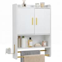 Badkamerkast Hangende Badkamerkast met Twee Deuren Hangkast met Verstelbare Legplanken 55 x 20 x 80 cm-Wit