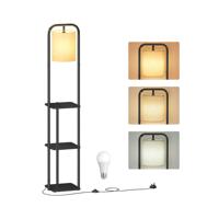 Vloerlamp met Planken en Stoffen Kap