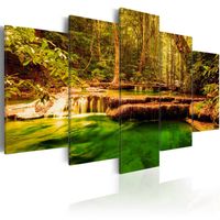 Schilderij - Schoonheid van de Natuur , Waterval , 5 luik , 2 maten , Multikleur , Wanddecoratie - thumbnail