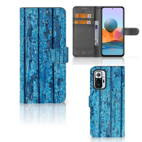 Xiaomi Redmi Note 10 Pro Book Style Case Wood Blue - thumbnail