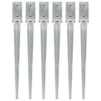 VidaXL Grondpinnen 6 st 7x7x75 cm gegalvaniseerd staal zilverkleurig