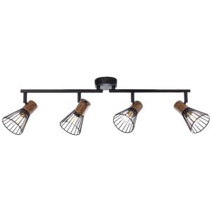 Brilliant Landelijke plafondlampManama 4-lichts zwart met houtbruin - 78132/76