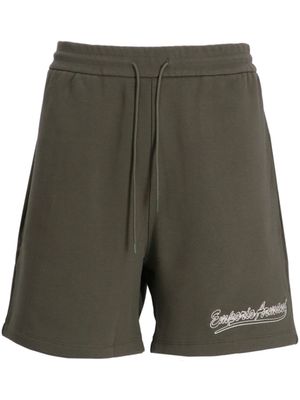 Emporio Armani short de sport en coton à logo brodé - Vert