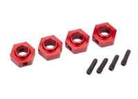 Wheel hubs, 12mm hex, 6061-T6 aluminum (red-anodized) (4)/ screw pin (4) (TRX-8269R)