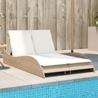 Ligbed met kussens 114x205x73 cm poly rattan beige - thumbnail