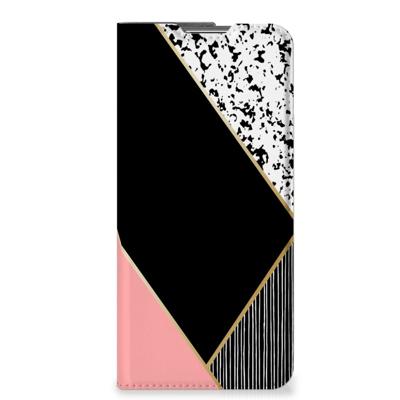 OPPO Find X5 Pro Stand Case Zwart Roze Vormen OPPO Find X5 Pro Stand Case Zwart Roze Vormen