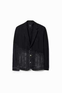 Blazer van twee soorten stof - BLACK - 50