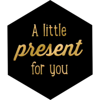 Etiket | papier | Little present for you | 50x43mm | zwart/goud | rol à 500 stuks