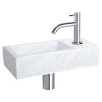 Differnz Helios fonteinset marmer - kraan gebogen - 37.5 x 18.5 x 9.5 cm - chroom