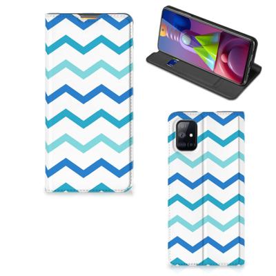 Samsung Galaxy M51 | Hoesje met Magneet | Zigzag Blauw