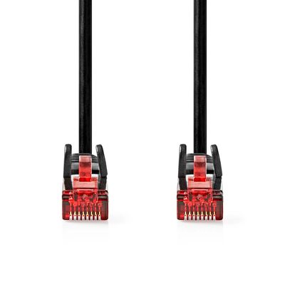 Nedis CAT6 Netwerkkabel | RJ45 Male | RJ45 Male | U/UTP | 0.50 m | Rond | PVC | Zwart | Label - CCGL85200BK05