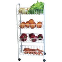 Keuken/badkamer trolley - metaal - wit - met wielen - 41 x 26 x 78 cm