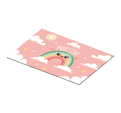 Placemat voor huis Mooie regenboog met wolken met naam