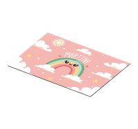 Placemat voor huis Mooie regenboog met wolken met naam