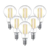 HOFTRONIC SMART Set van 6 Smart WiFi LED Filament lamp - E14 Fitting - 4,9 Watt 470 Lumen - P45 - E14 fitting - Zilveren fitting - 1800-3000K Dimbaar - Smart Gloeilampen