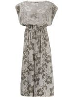 Comme Des Garçons Pre-Owned robe mi-longue à fleurs en jacquard - Gris