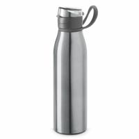 Aluminium waterfles/drinkflesmet klepdop en handvat - zilver - 650 ml - Sportfles - Bidon - thumbnail