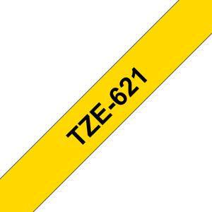 Brother Label tapecassette TZE-621 printlint 9 mm, zwart op geel