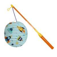 Bol lampion Space - licht blauw - 22 cm - papier - met lampionstokje - 40 cm - thumbnail