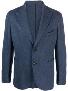 Barba blazer en laine mélangée à simple boutonnage - Bleu