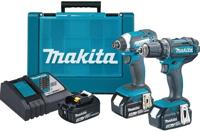 Makita dlx2127x1 combiset - ddf482 18v boor-/schroefmachine + dtd152 slagschroevendraaier 3,0 ah accu (3 st), snellader in koffer