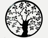 Muurdecoratie staal woonkamer oa muur – wensboom / levensboom – Zwart – 75cm - L - thumbnail