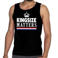 Zwart Koningsdag Kingsize matters tanktop voor heren - thumbnail