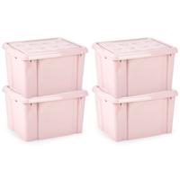 Multi Storage Opslagbox met deksel - 4x - roze - 25 liter - 42 x 25 x 30 cm - kunststof