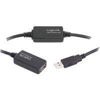 LogiLink USB-kabel USB 2.0 USB-A stekker, USB-A bus 15.00 m Zwart UA0145 - thumbnail