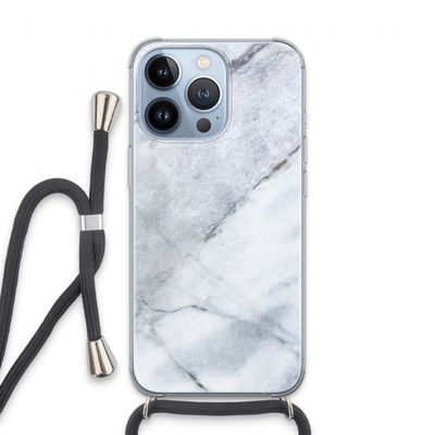 Witte marmer: iPhone 13 Pro Transparant Hoesje met koord