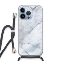 Witte marmer: iPhone 13 Pro Transparant Hoesje met koord