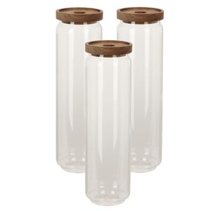 Set van 3x stuks glazen luxe keuken voorraadpot/voorraadbus 1500 ml