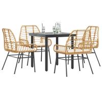 5-delige Tuinset met kussens poly rattan glas bruin