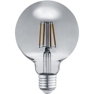 LED Lamp - Filament - Trion Globin - E27 Fitting - 6W - Warm Wit 3000K - Rookkleur - Aluminium