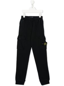 Stone Island Junior pantalon à patch logo latéral - Bleu