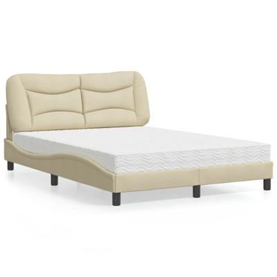Bed met matras stof crèmekleurig 140x200 cm