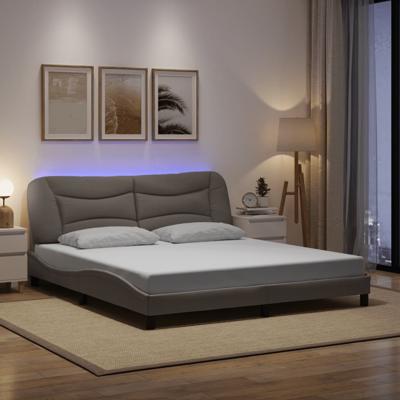 Bedframe met LED-verlichting stof taupe 180x200 cm