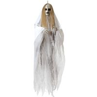 Halloween/horror thema hang decoratie Geest/spook - met LED licht en geluid - griezel pop - 100 cm