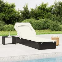 Ligbed met inklapbaar dak 213x63x97 cm poly rattan zwart