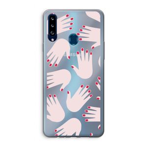 Hands pink: Samsung Galaxy A20s Transparant Hoesje