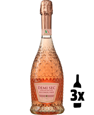 3 flessen Bosio Demi Sec Sparkling Zero Rosé Alcoholvrij Probeerpakket 3 flessen Bosio Demi Sec Sparkling Zero Rosé Alcoholvrij Probeerpakket